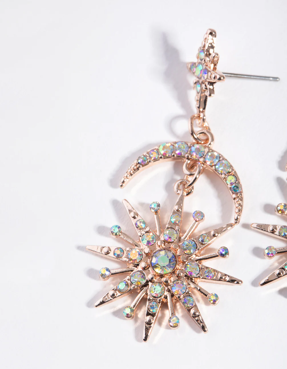 Rose Gold Bedazzled Star Drop Earrings - Image 2