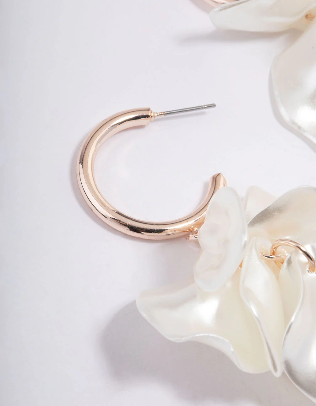 Rose Gold Coated Petal Huggie Earrings - Image 2