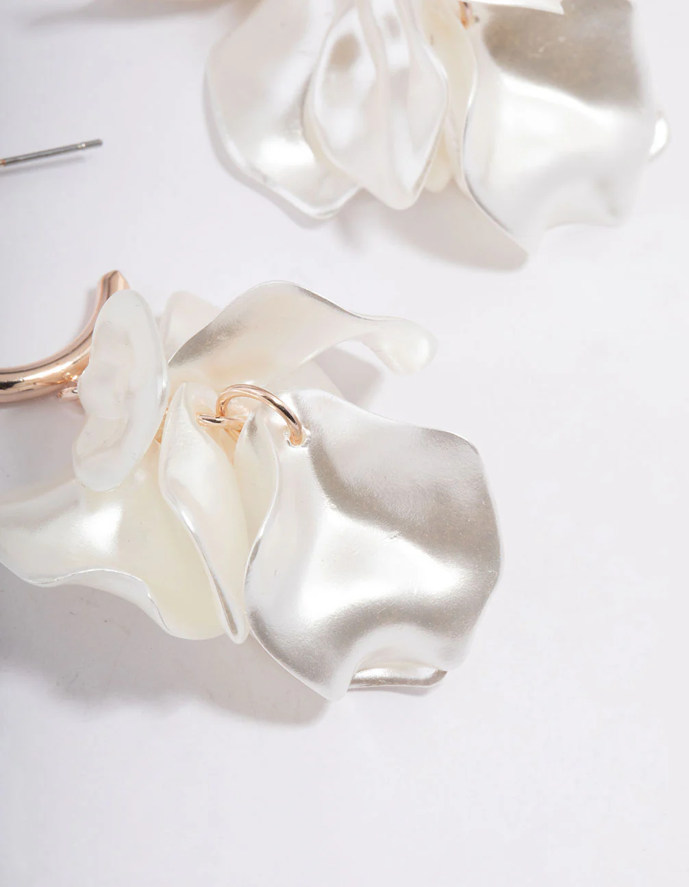 Rose Gold Coated Petal Huggie Earrings - Image 3