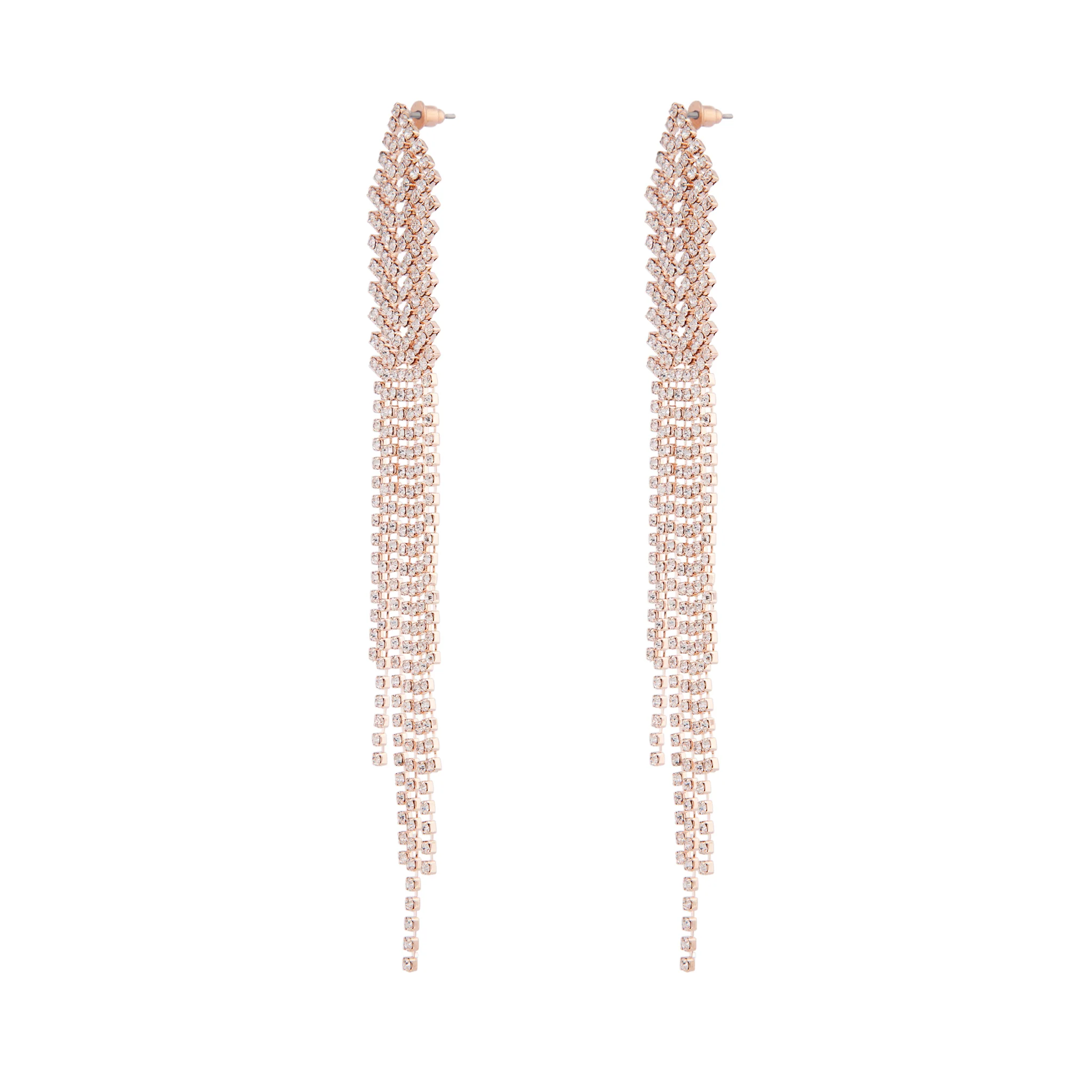 Rose Gold Diamante Chain Earrings - Image 2