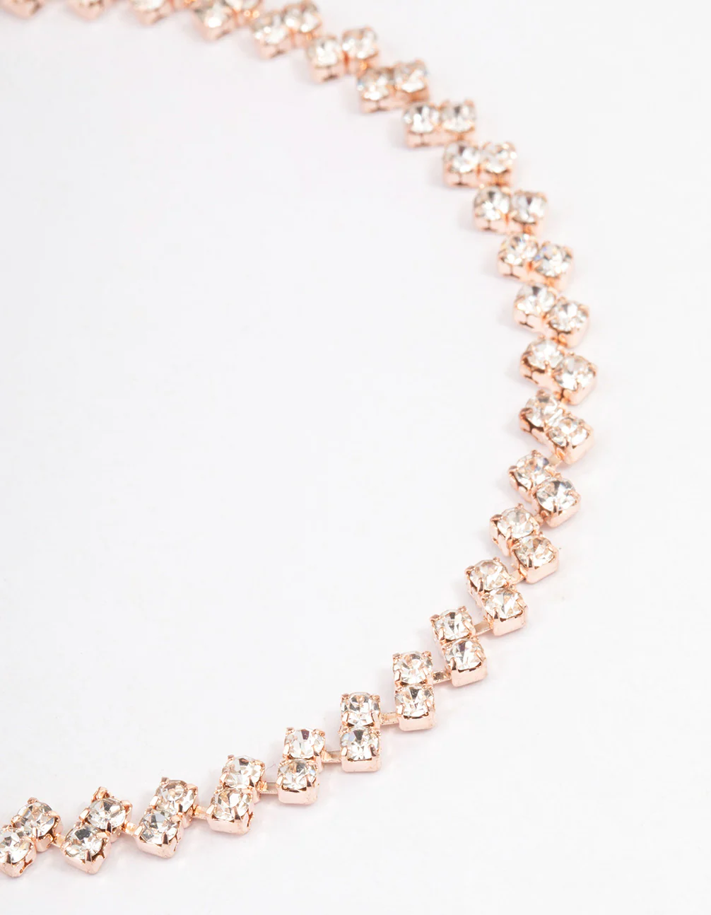 Rose Gold Double Dangle Diamante Pendant Tennis Bracelet - Image 2