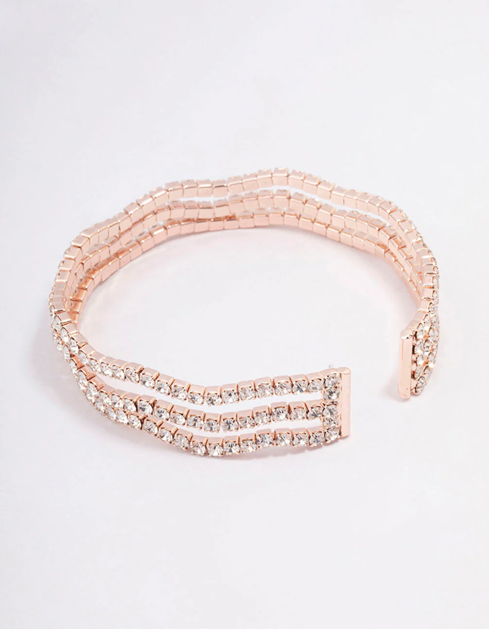 Rose Gold Diamante Wave Cup Chain Wrist Cuff - Image 3