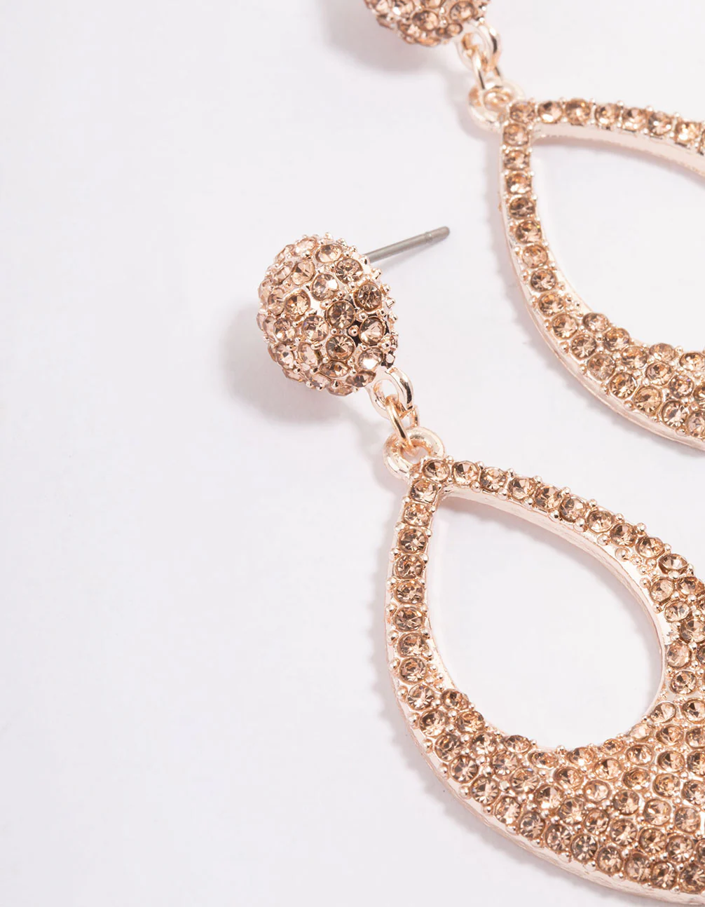 Rose Gold Diamante Pink Drop Earrings - Image 2