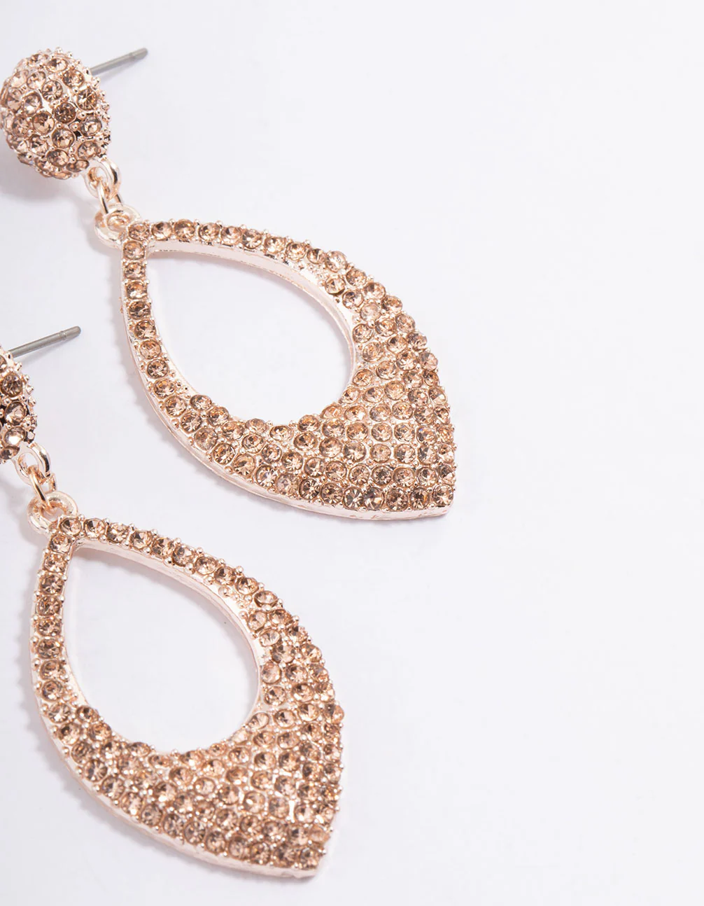 Rose Gold Diamante Pink Drop Earrings - Image 3