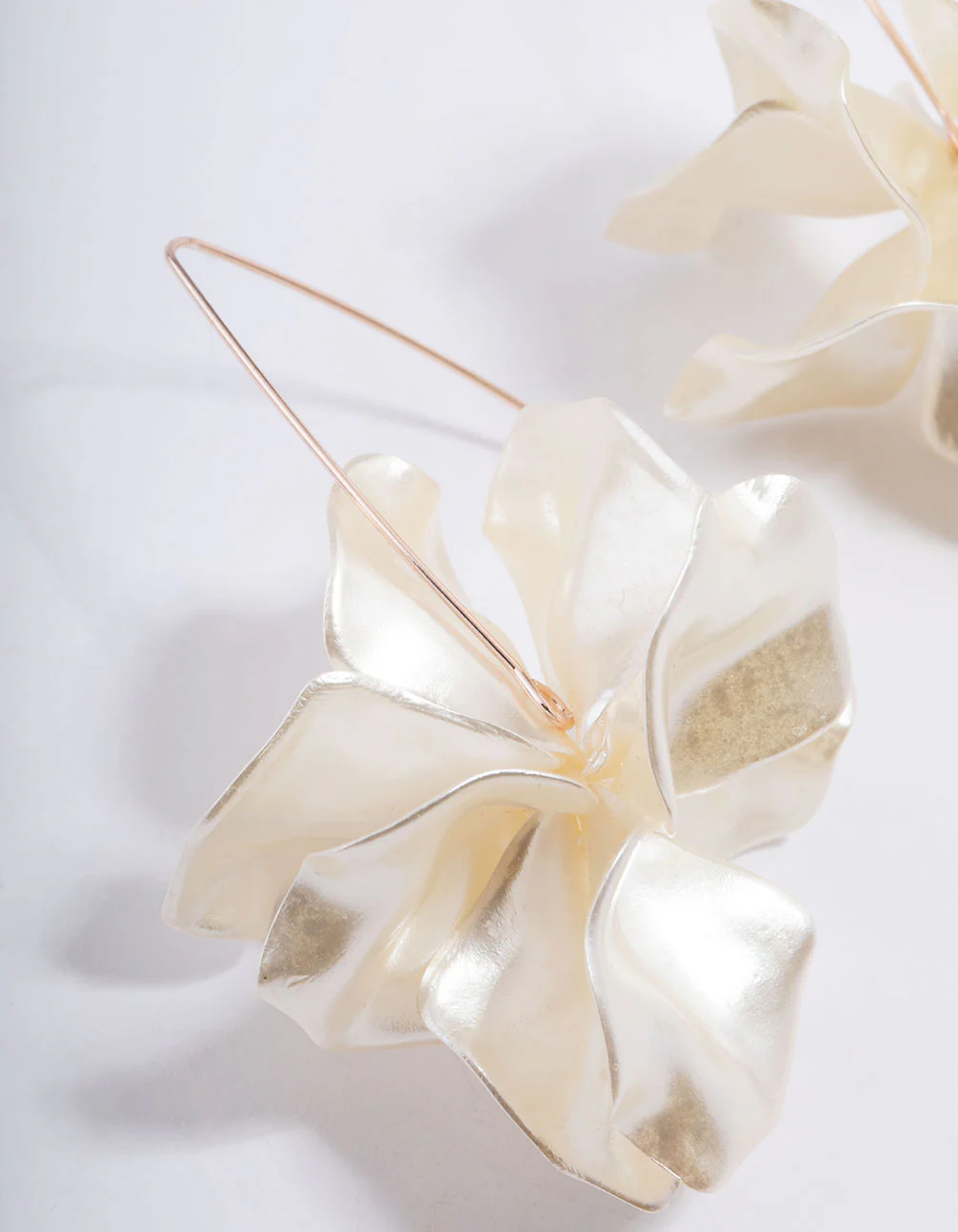 Rose Gold Frosted Flower Drop Earrings - Image 2