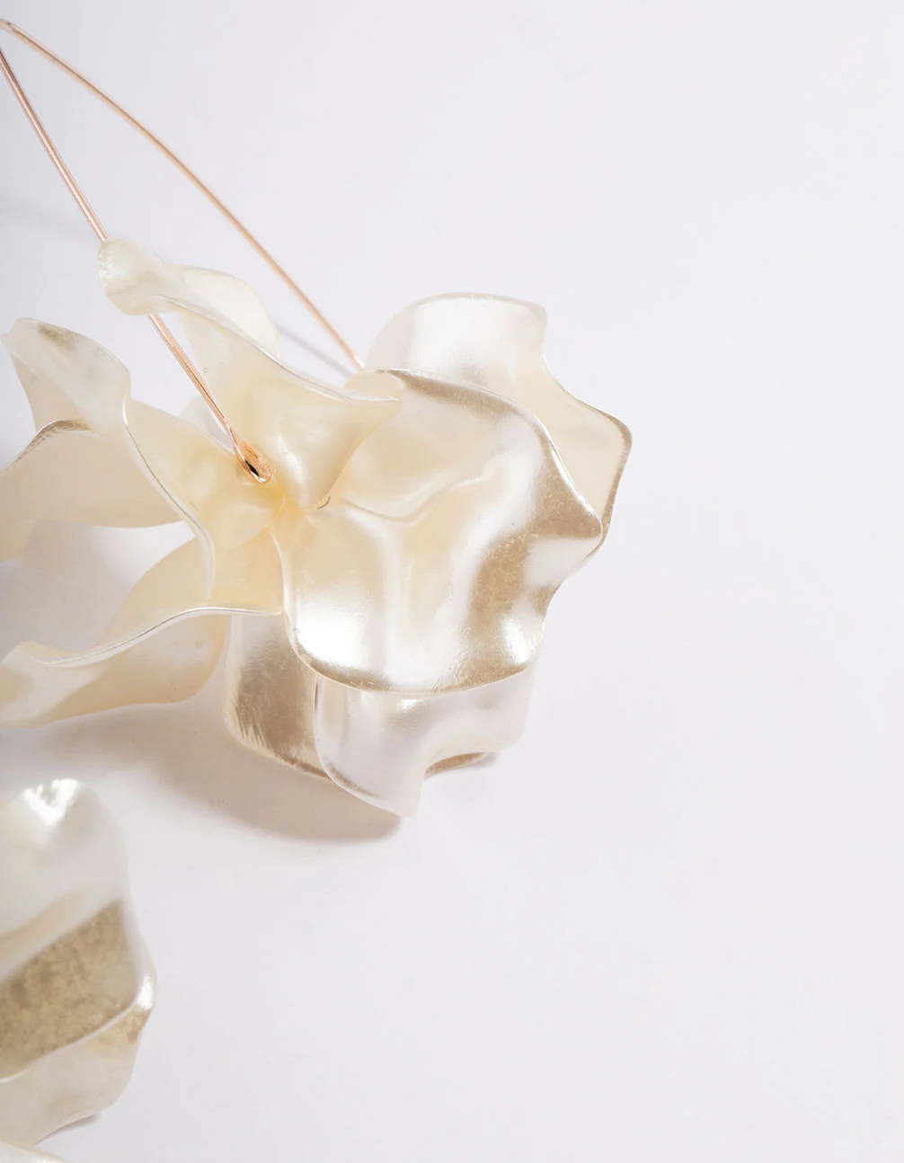 Rose Gold Frosted Flower Drop Earrings - Image 3
