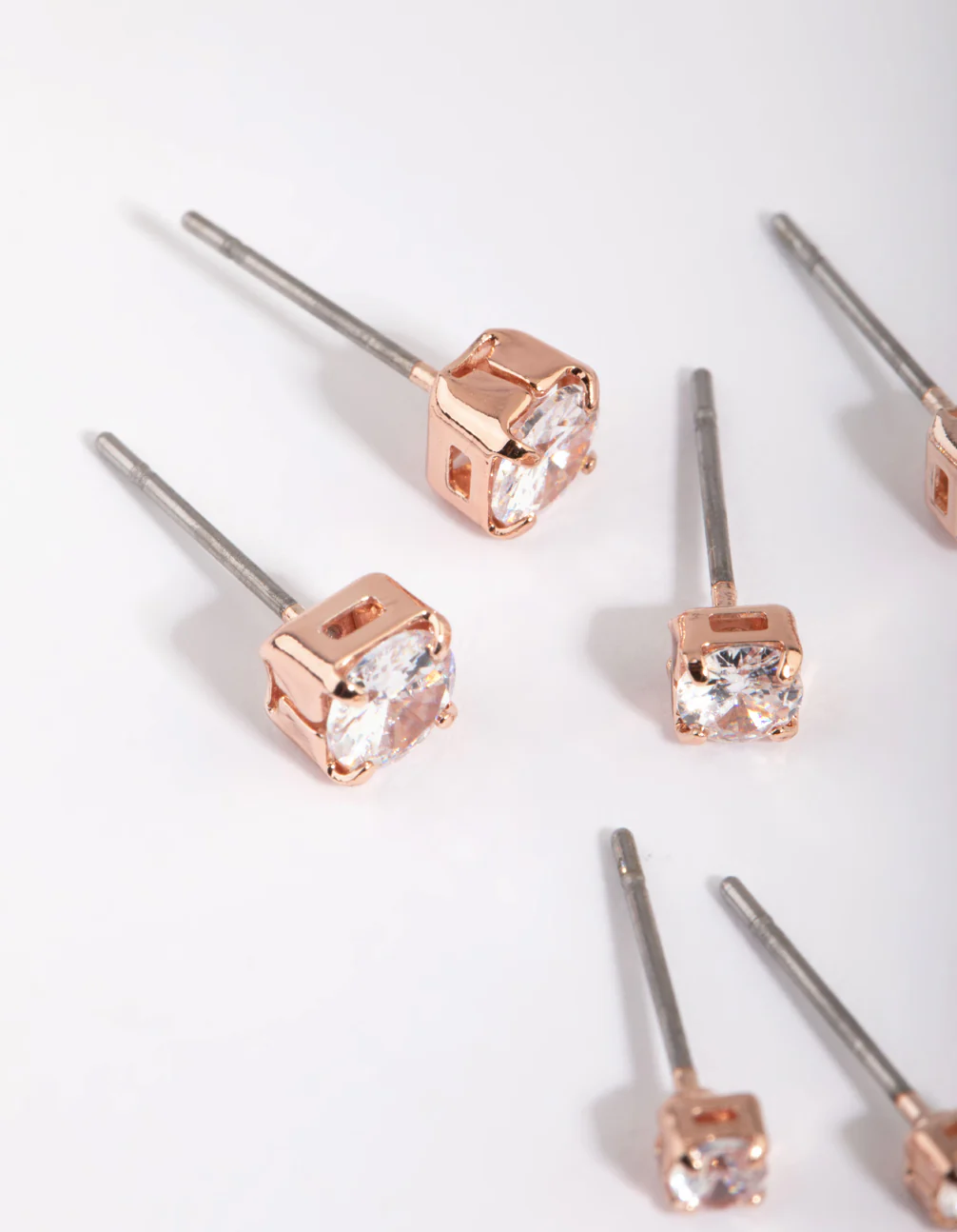 Rose Gold Diamante Stud Earring Pack - Image 2
