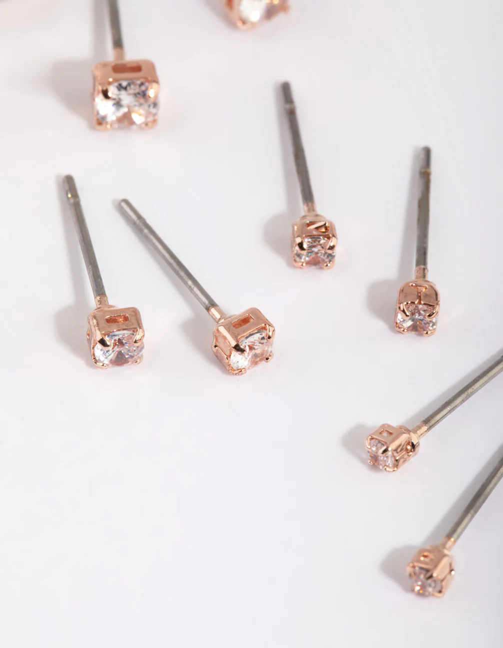 Rose Gold Diamante Stud Earring Pack - Image 3