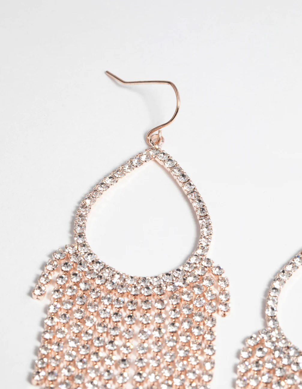Rose Gold Diamante Drop Earrings - Image 3