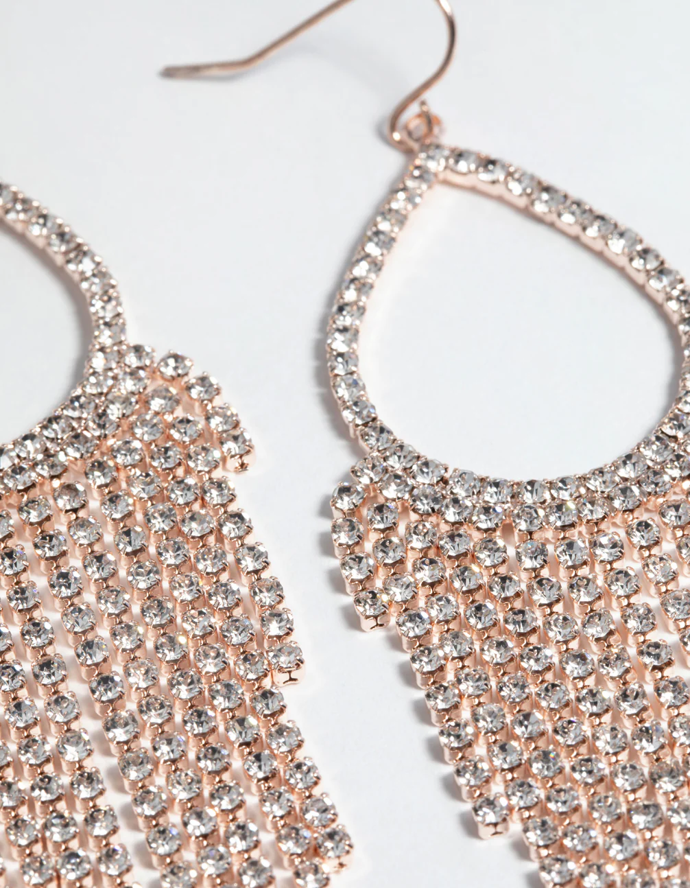 Rose Gold Diamante Drop Earrings - Image 4