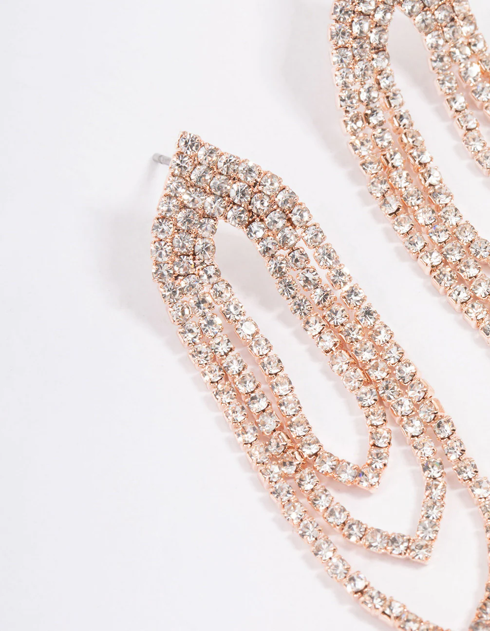 Rose Gold Mini Oval Cupchain Drop Earrings - Image 2