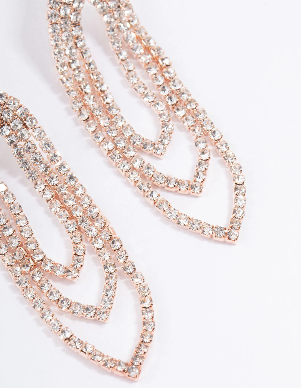 Rose Gold Mini Oval Cupchain Drop Earrings - Image 3