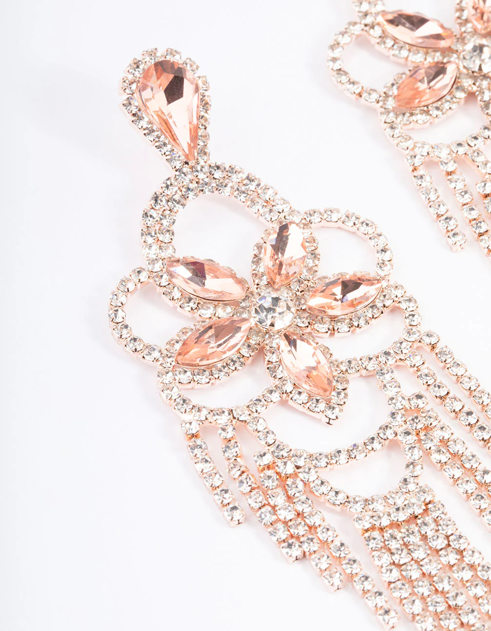Rose Gold Mini Statement Glam Drop Earrings - Image 2