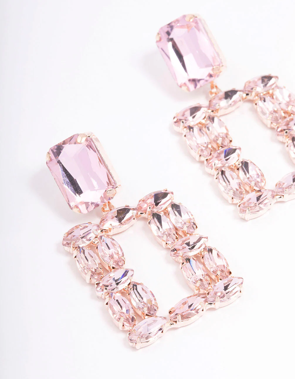 Rose Gold Mixed Stone Drop Earrings - Image 2