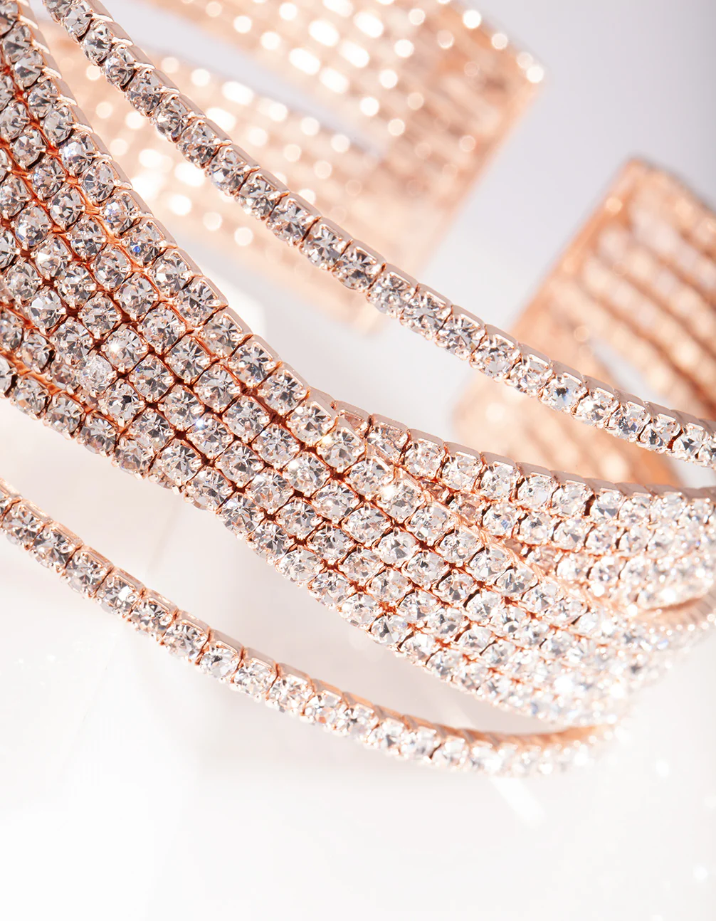 Rose Gold Diamante Wide Layered Cuff - Image 2