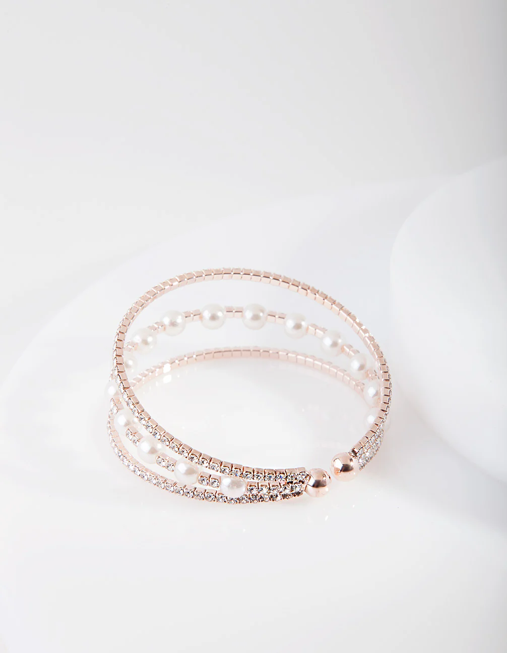 Rose Gold Pearl Diamante Cup Chain Cuff - Image 2