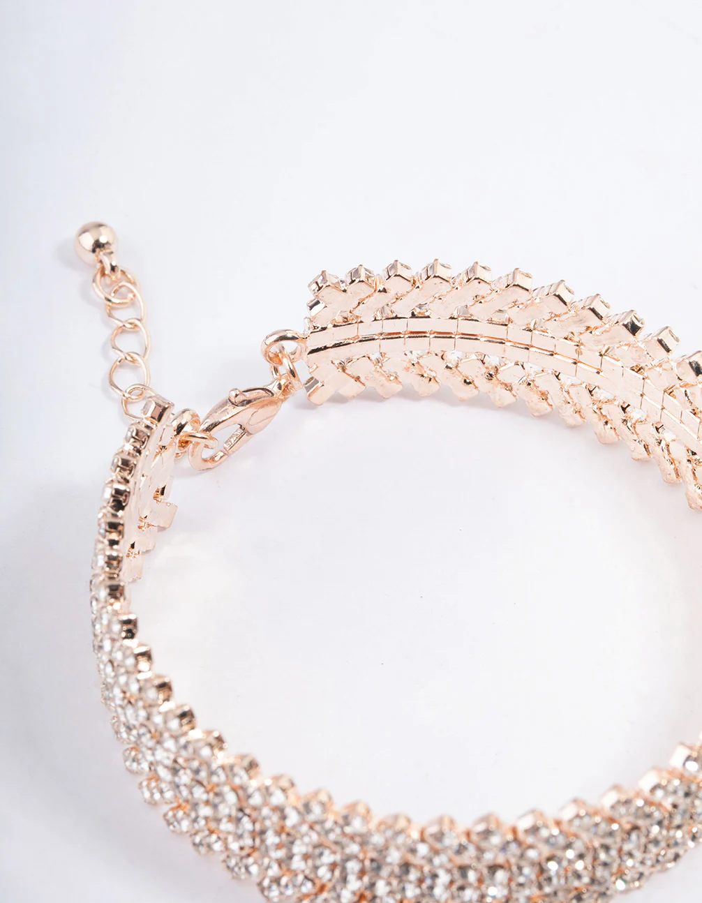 Rose Gold Spiky Four Row Diamante Bangle Cuff - Image 3