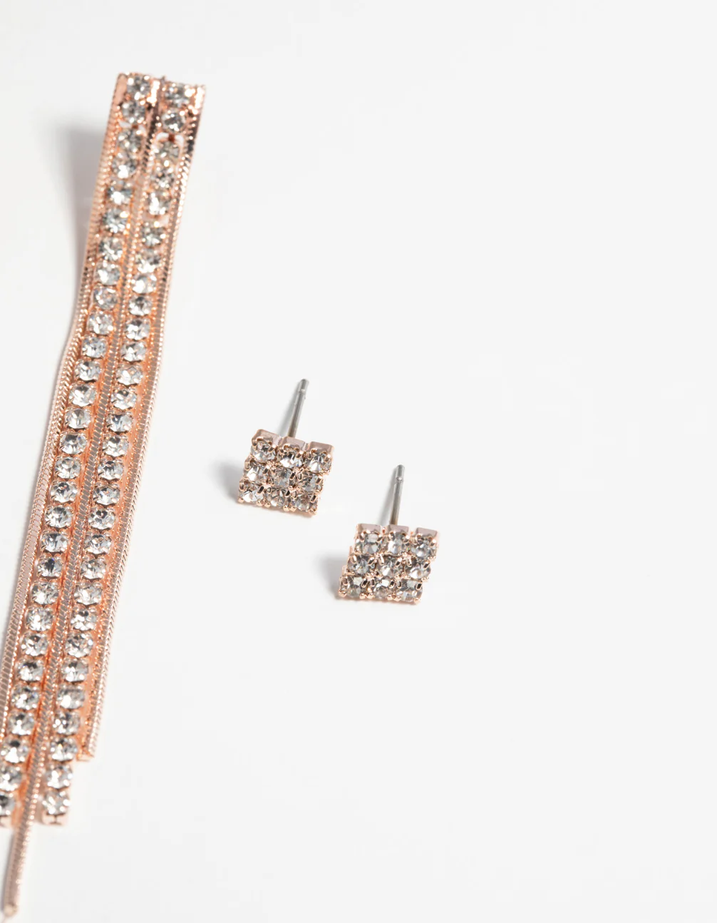 Rose Gold Diamante Stud Earring Set - Image 3