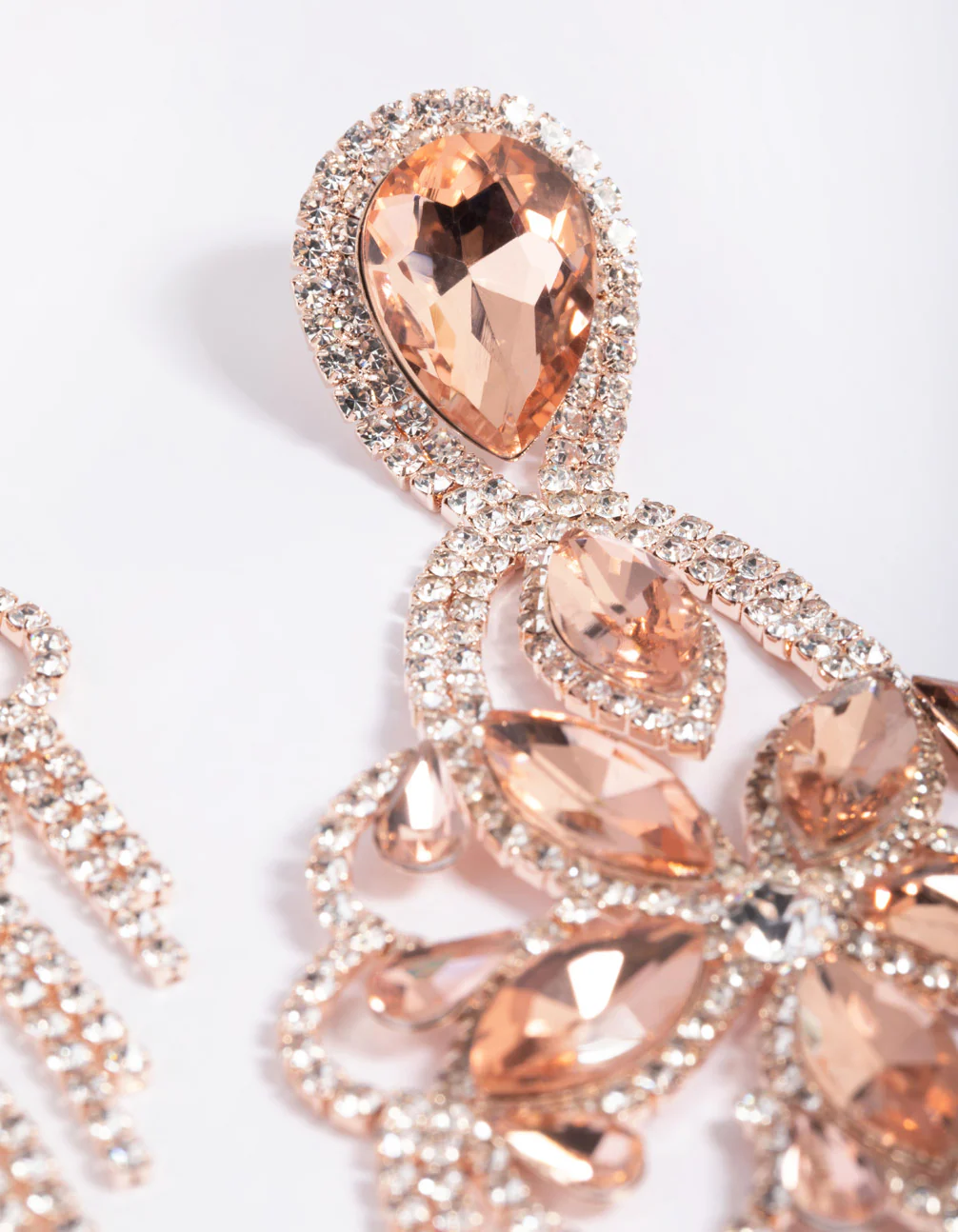 Rose Gold Statement Glam Drop Earrings - Image 2
