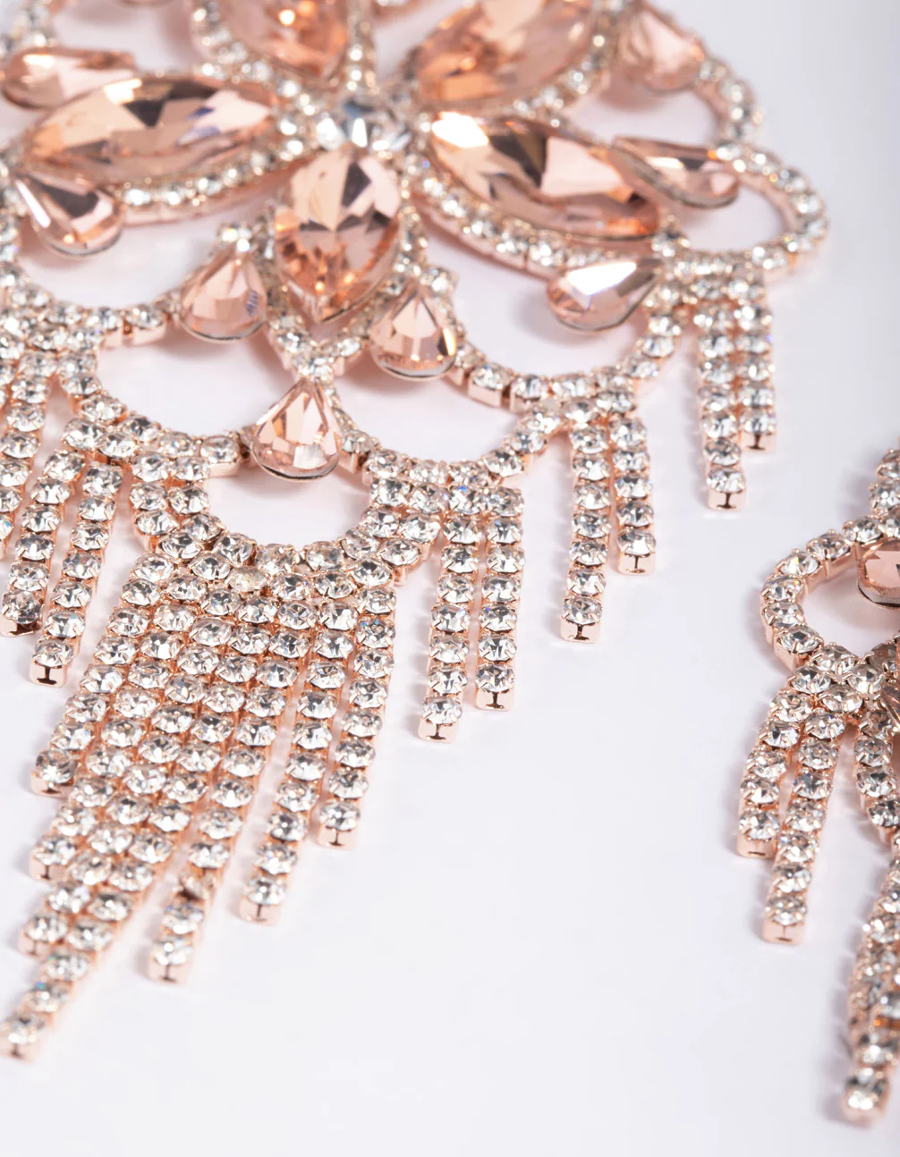 Rose Gold Statement Glam Drop Earrings - Image 3