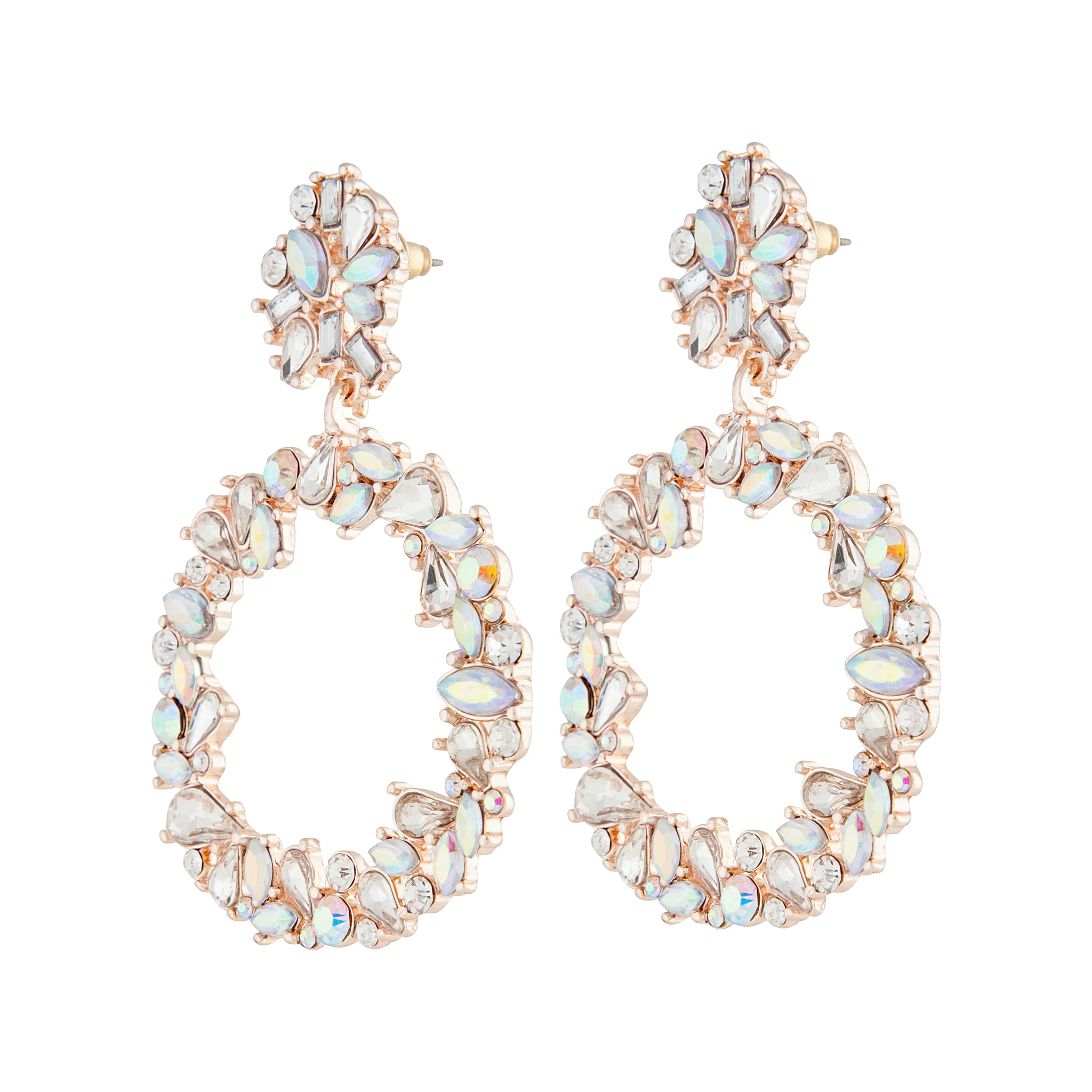 Rose Gold Stone Set Circle Earrings - Image 2