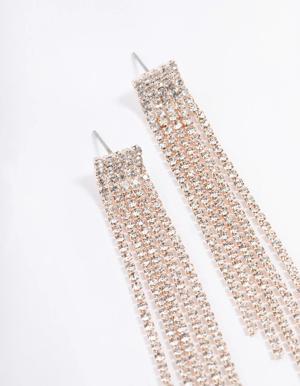 Rose Gold Straight Five Strang Drop Earrings - Image 2