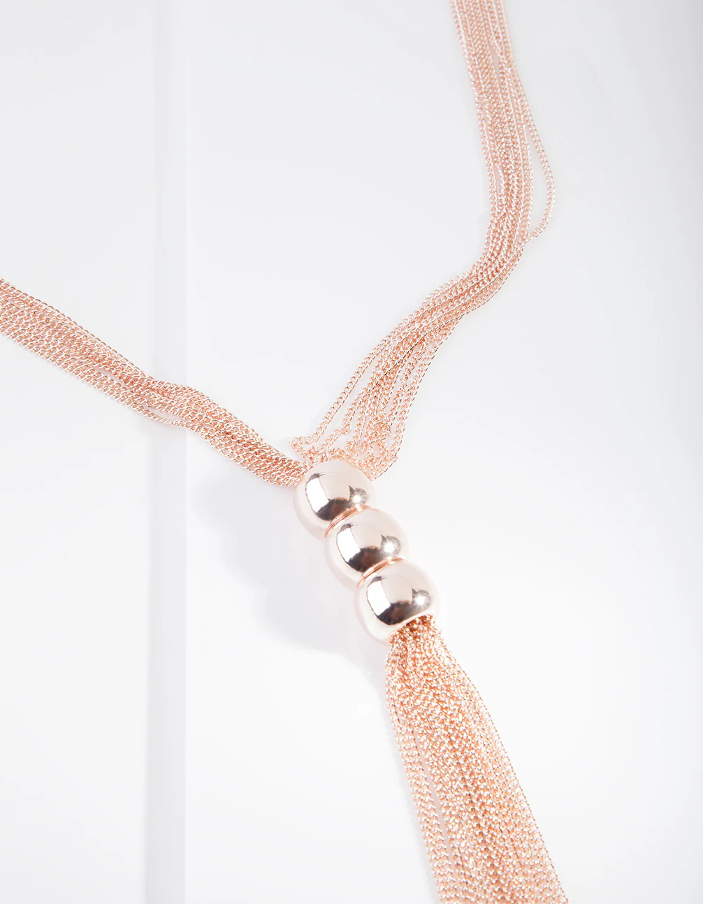 Rose Gold Triple Ball Lariet Necklace - Image 3