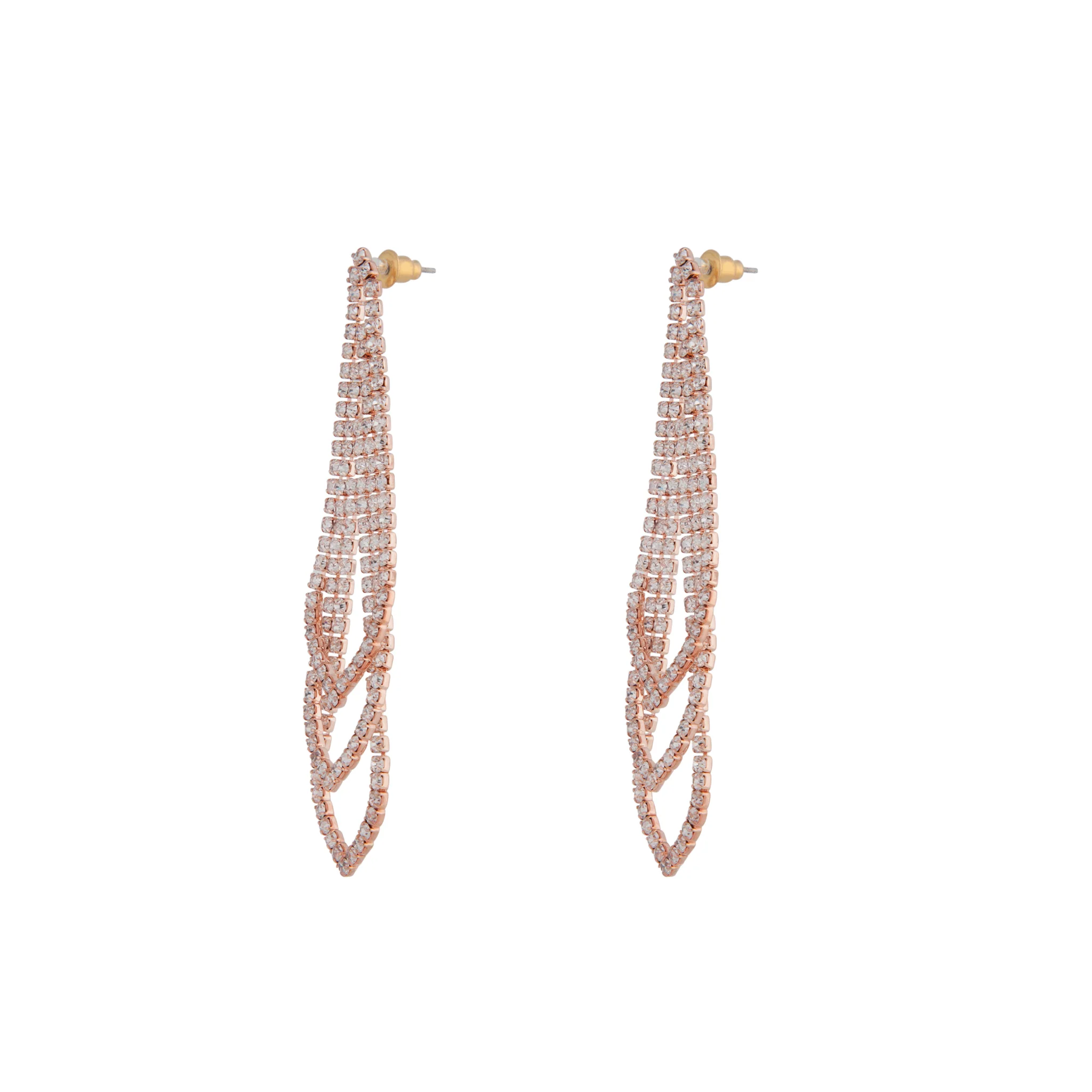 Rose Gold Gradual Loop Cup Chain Earrings - Image 2