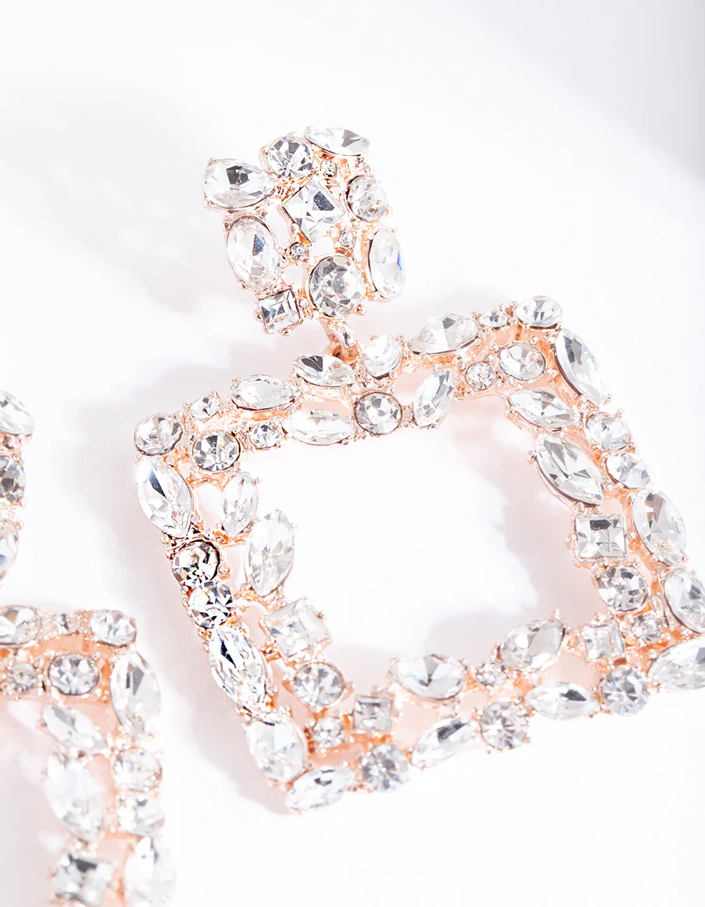 Rose Gold Square Stone Earrings - Image 2
