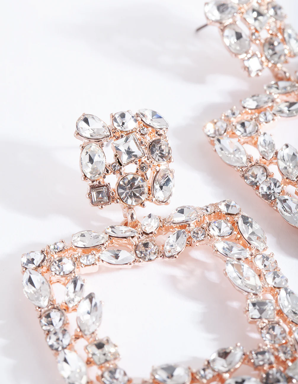 Rose Gold Square Stone Earrings - Image 3