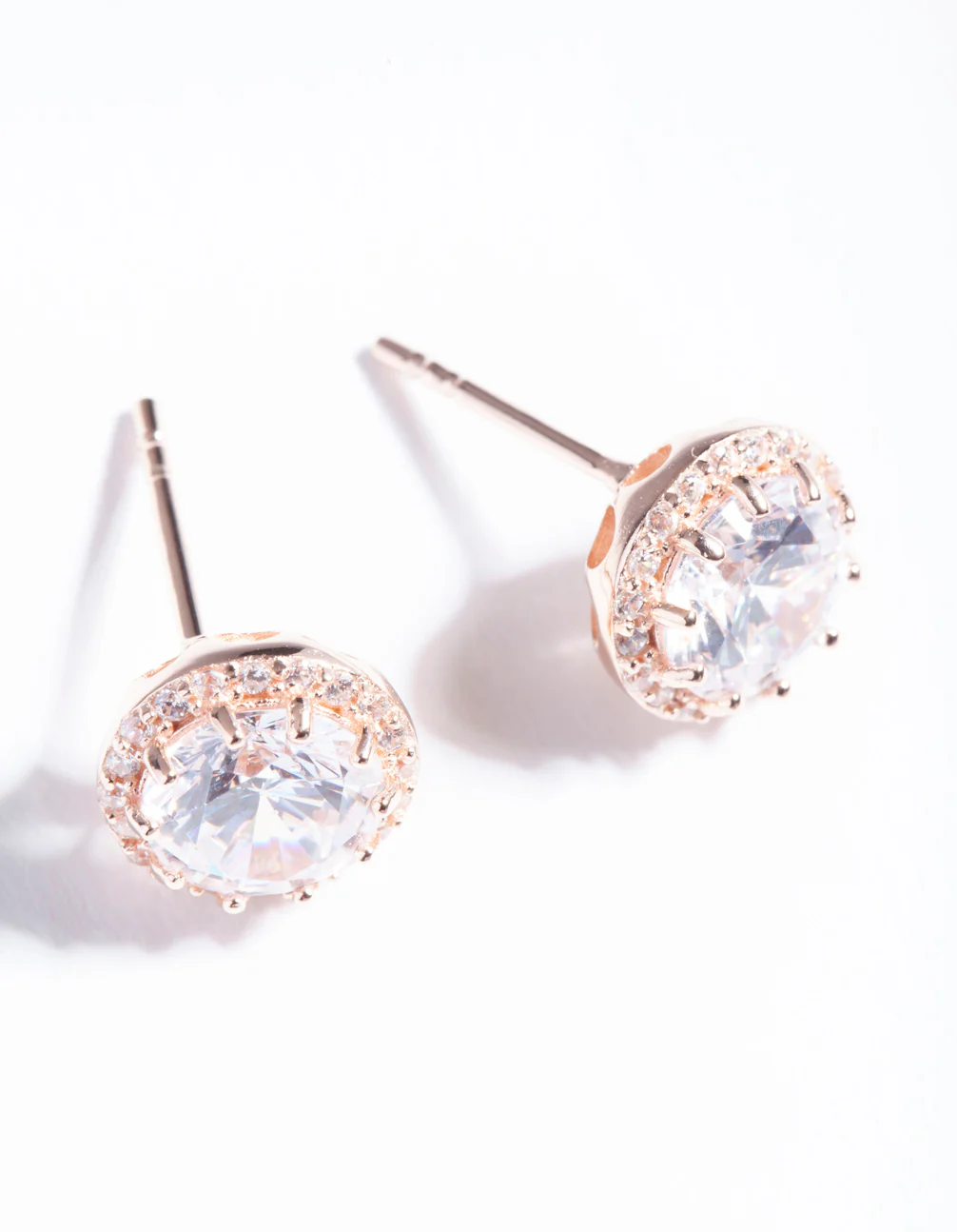 Rose Gold Plated Sterling Silver Cubic Zirconia Stud Earrings - Image 4