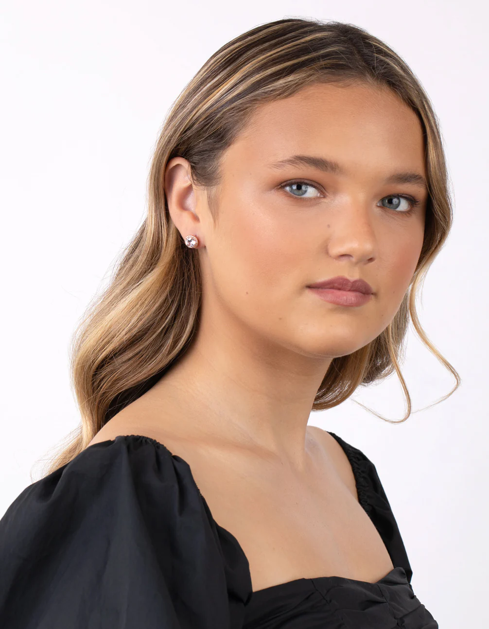 Rose Gold Plated Sterling Silver Cubic Zirconia Stud Earrings - Image 5