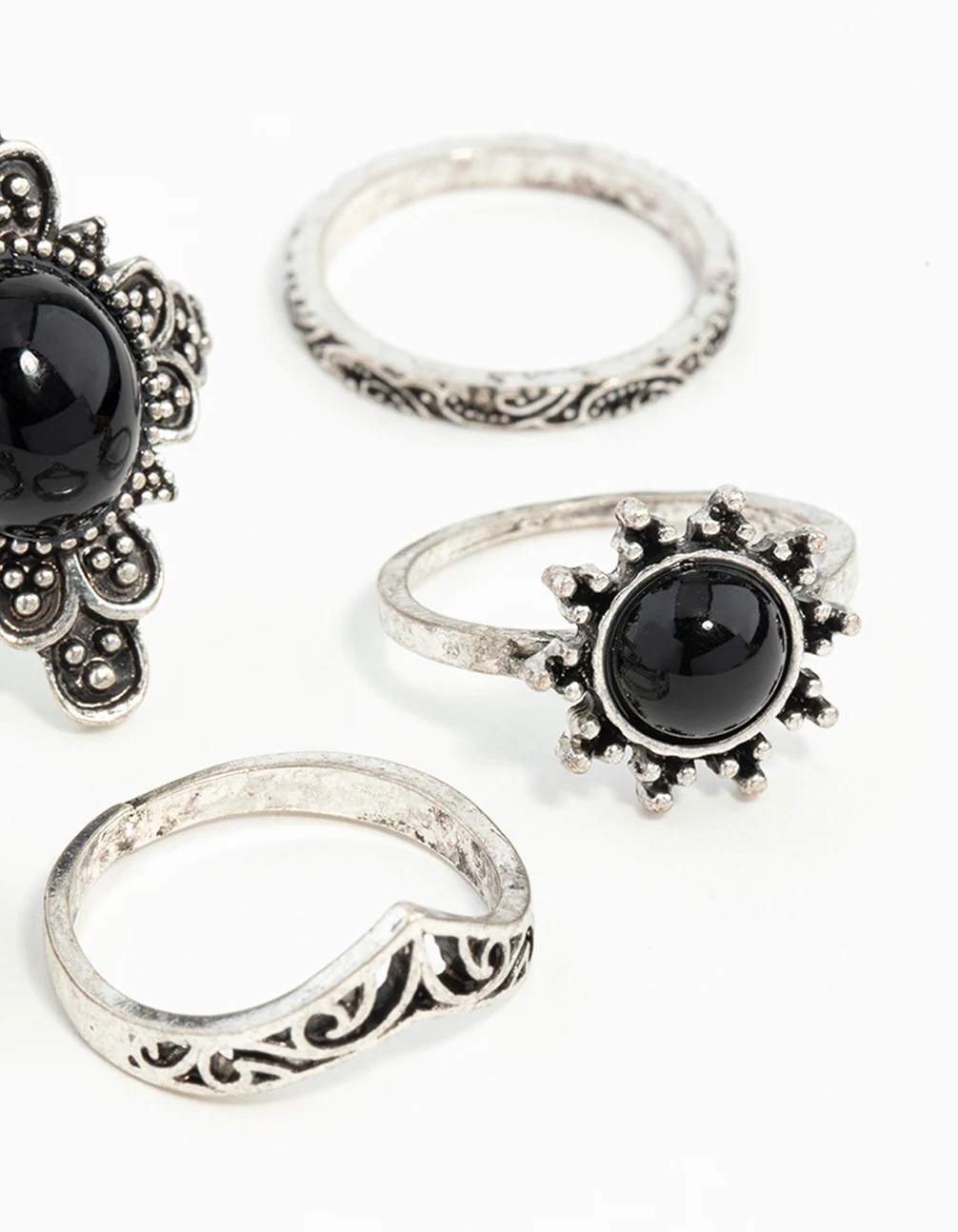 Antique Silver Boho Elephant Style Rings 8-Pack - Image 3