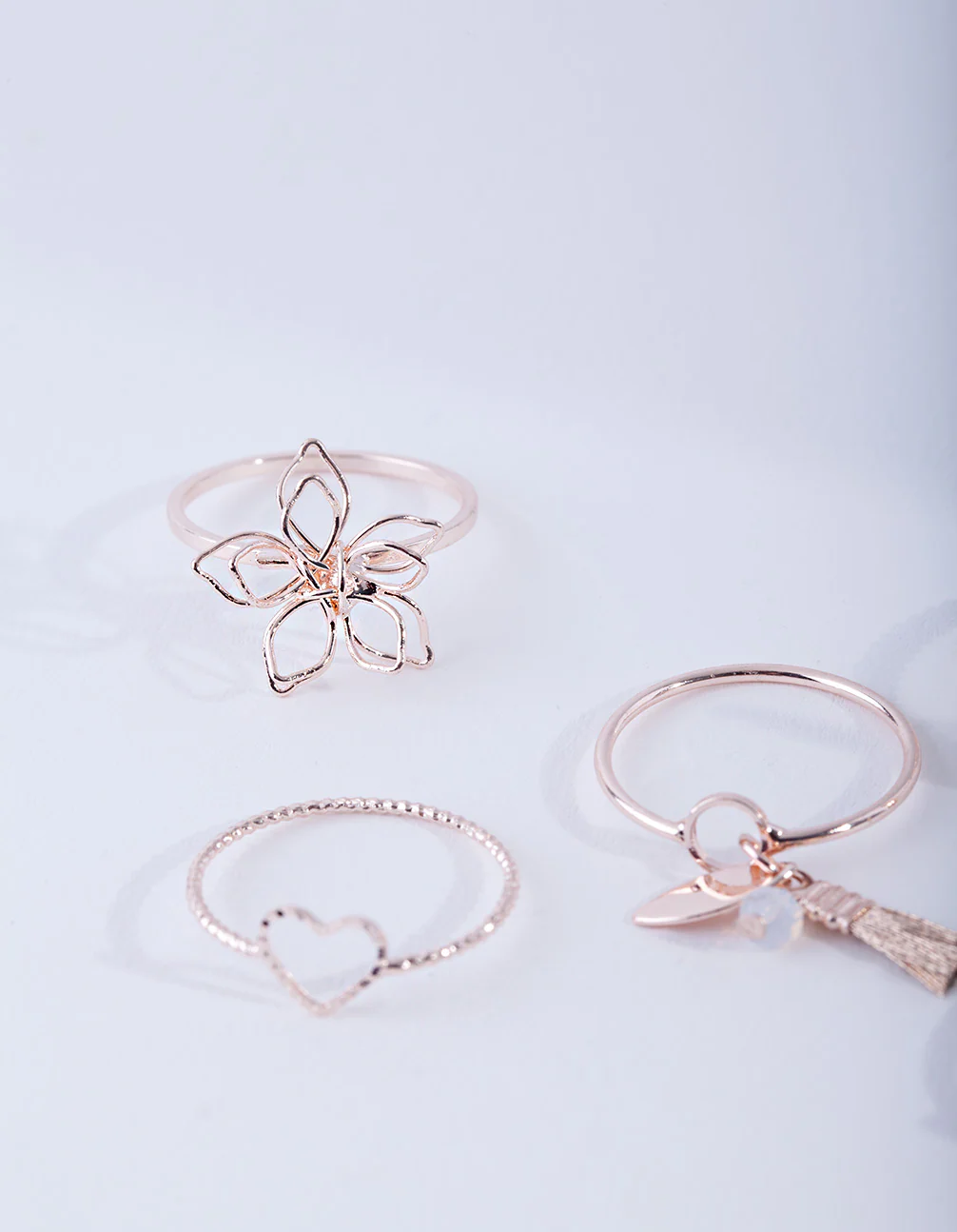Rose Gold Nature Shapes Ring Pack - Image 2