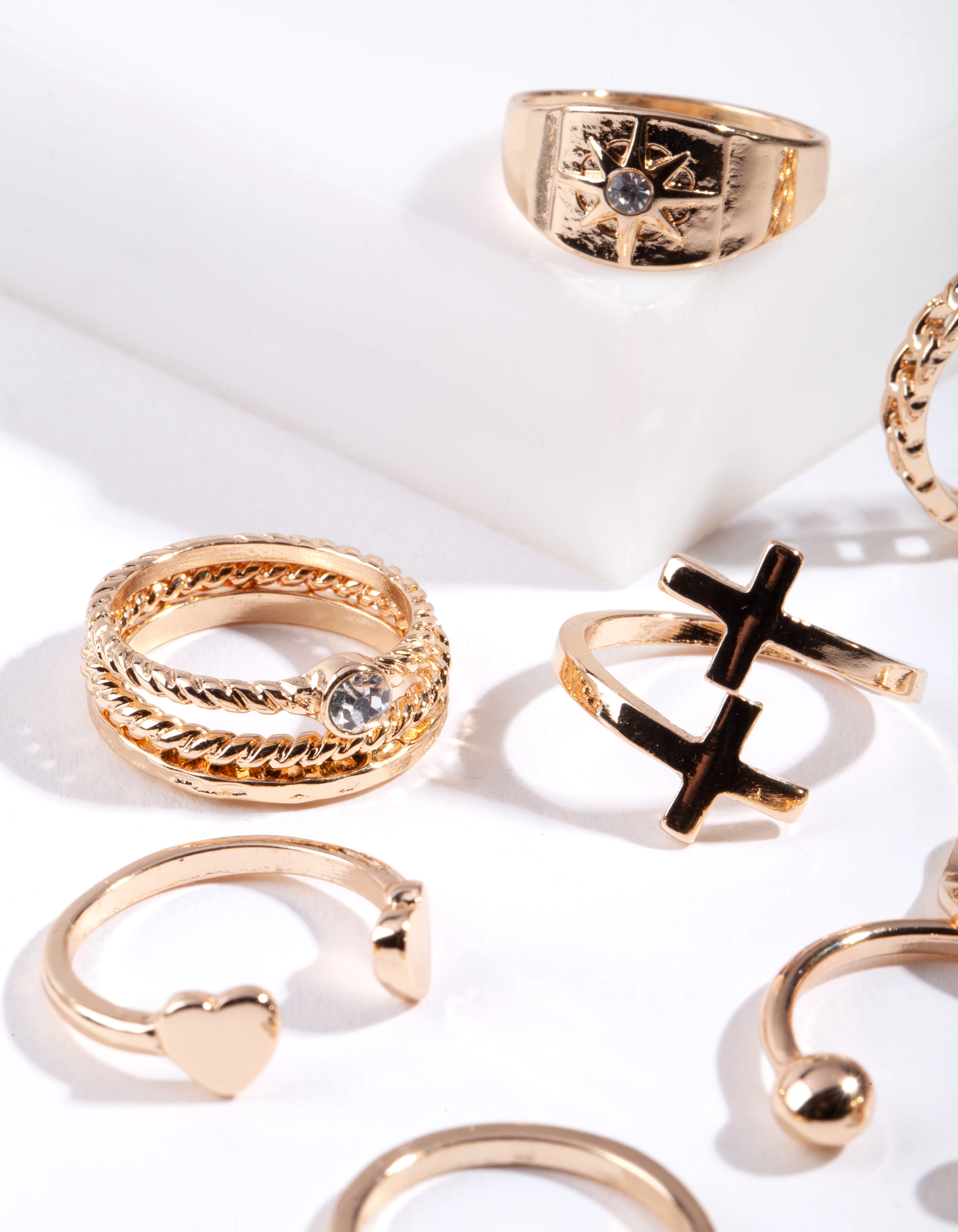 Gold Mixed Symbols Ring 8-Pack - Image 2