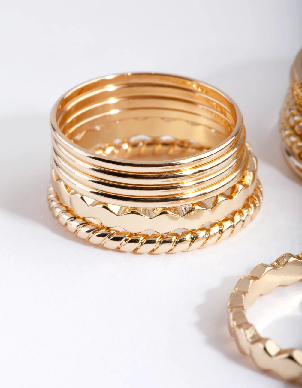 Gold Textured Band Ring 8-Pack - Image 2