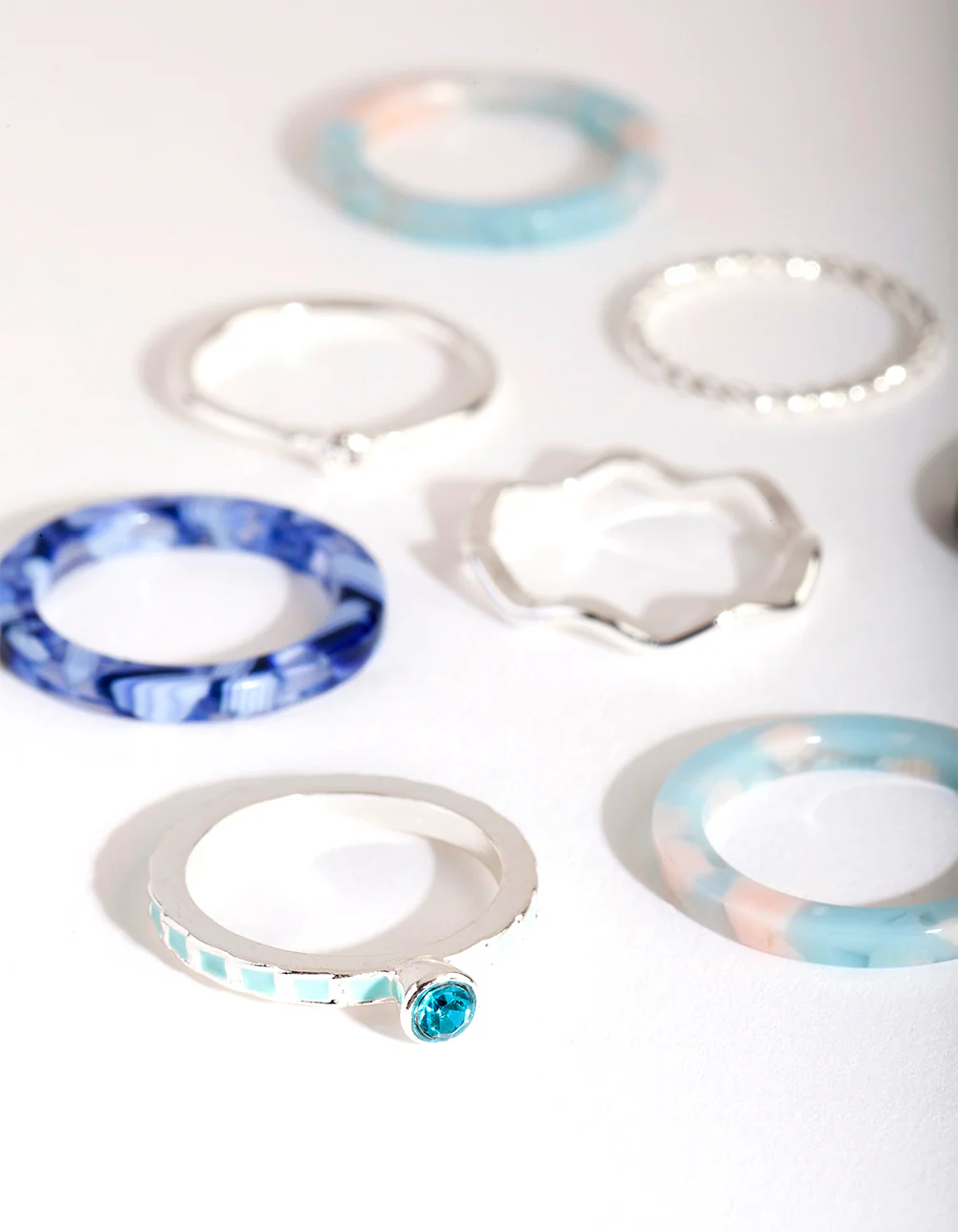 Silver Blue Marble Ring 9-Pack - Image 2