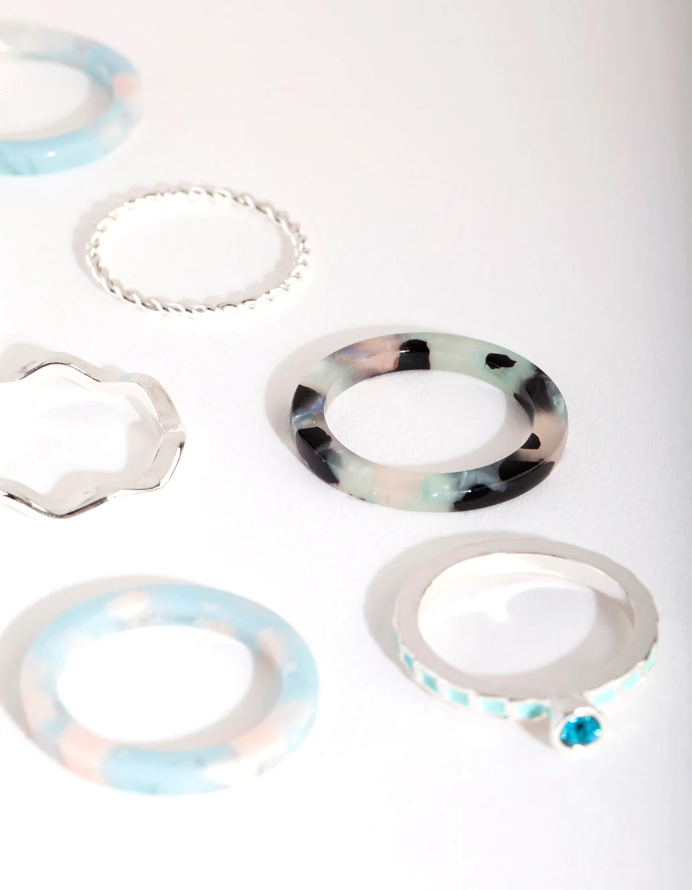 Silver Blue Marble Ring 9-Pack - Image 3