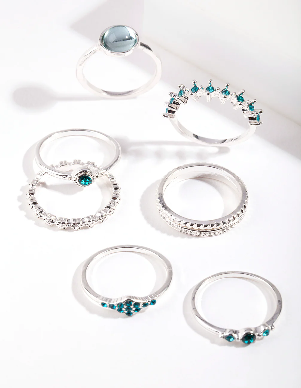 Silver Blue Feather Ring 8-Pack - Image 2