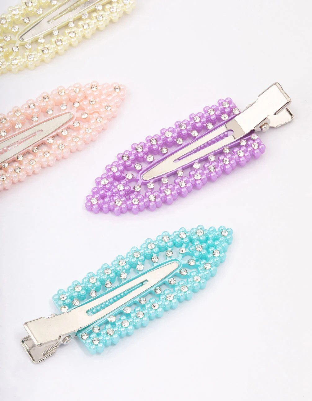 Rainbow Mini Diamante Flower Hair Clip 4-Pack - Image 3