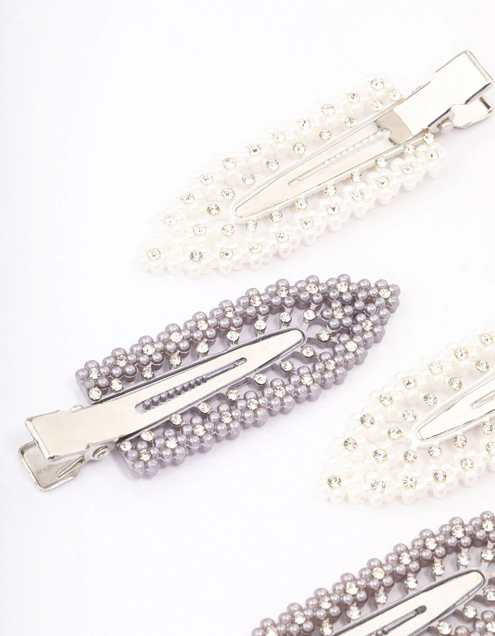 Silver Diamante Hair Clips 4-Pack - Image 2