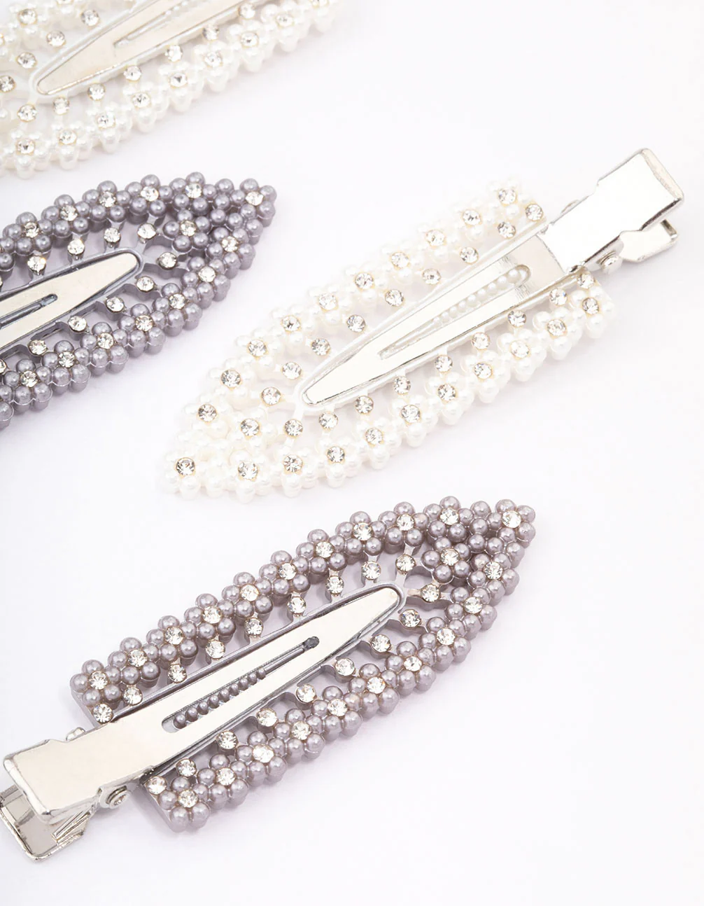 Silver Diamante Hair Clips 4-Pack - Image 3