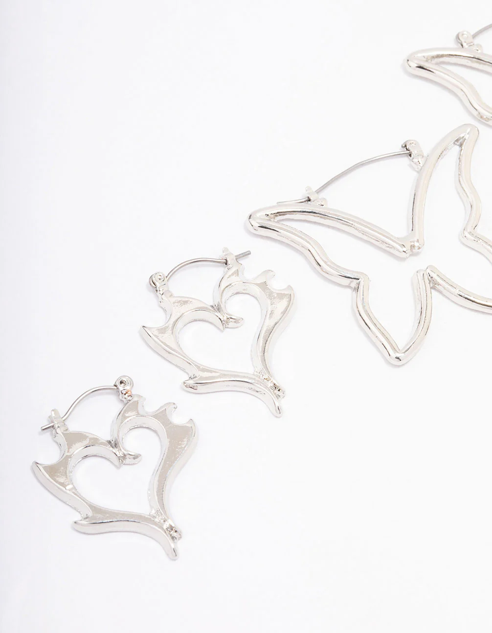 Silver Butterfly Twisted Hoop Earring 3-Pack - Image 2