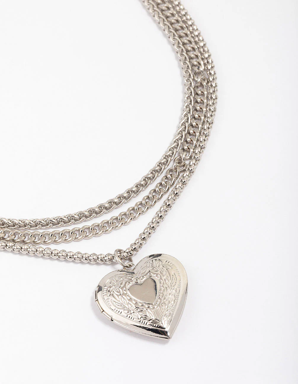 Silver Chain Set Heart Pendant Necklace - Image 2