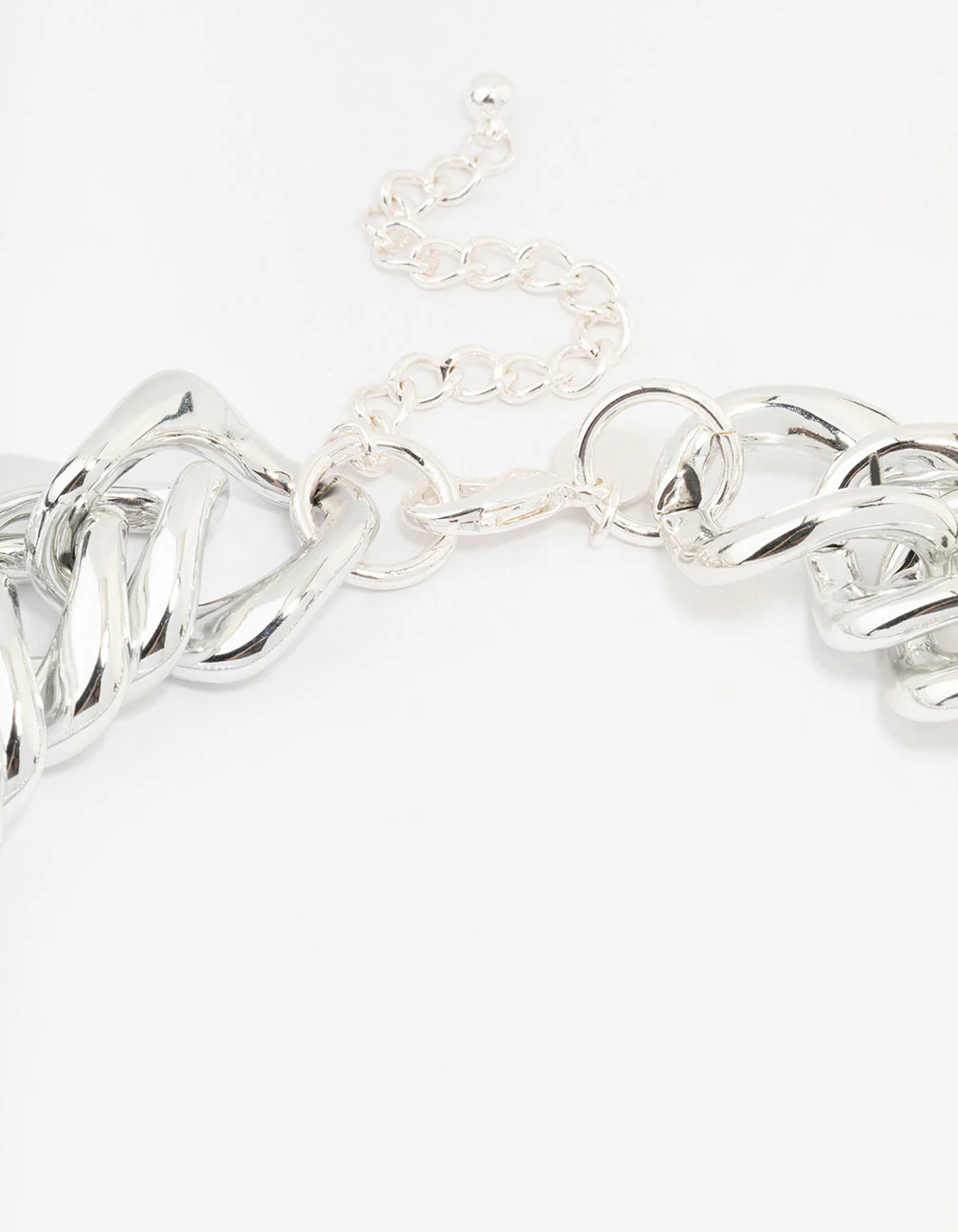 Silver Chunky Mixed Chain Necklace - Image 3