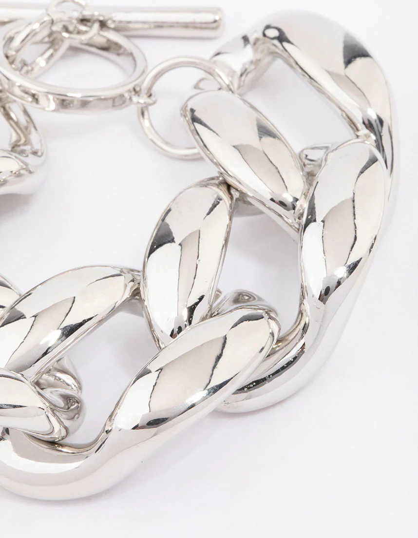 Silver Chunky Short Chain Bracelet - Image 2