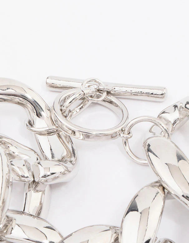 Silver Chunky Short Chain Bracelet - Image 3