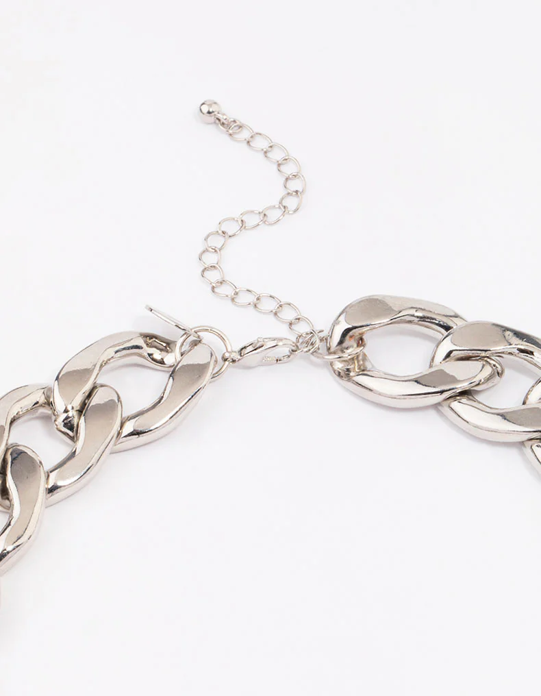 Silver Chunky Short Chain Necklace - Image 3