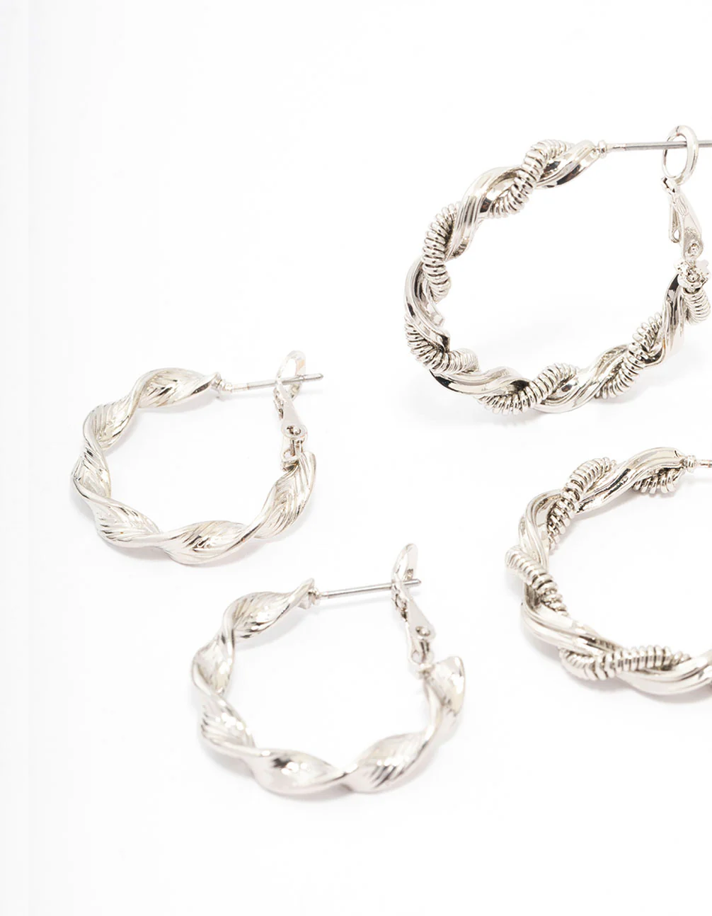 Silver Coil Heart Hoop Earring 3-Pack - Image 2