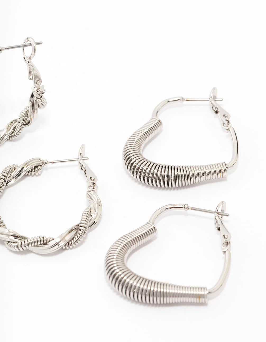 Silver Coil Heart Hoop Earring 3-Pack - Image 3
